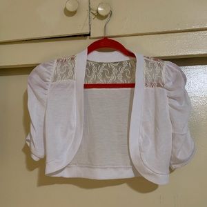 White Fancy Lace Cropped Cardigan
